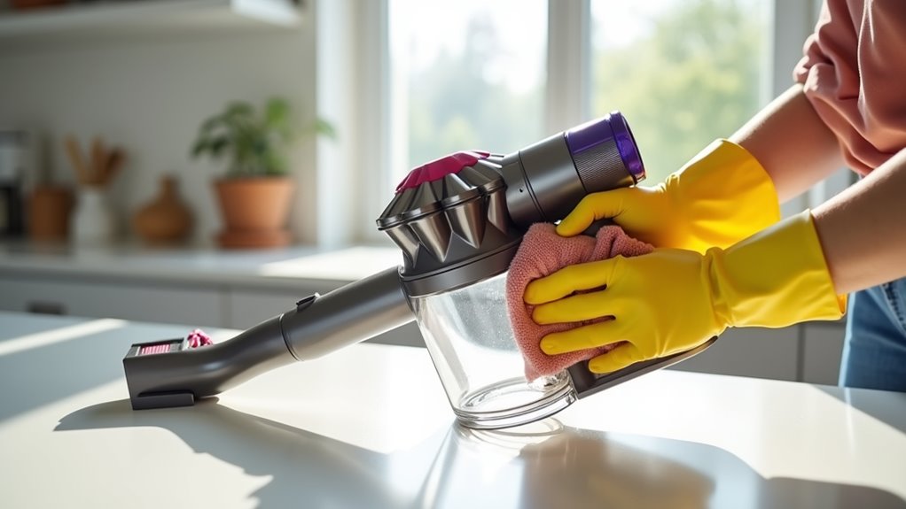 clean dyson vacuum bin