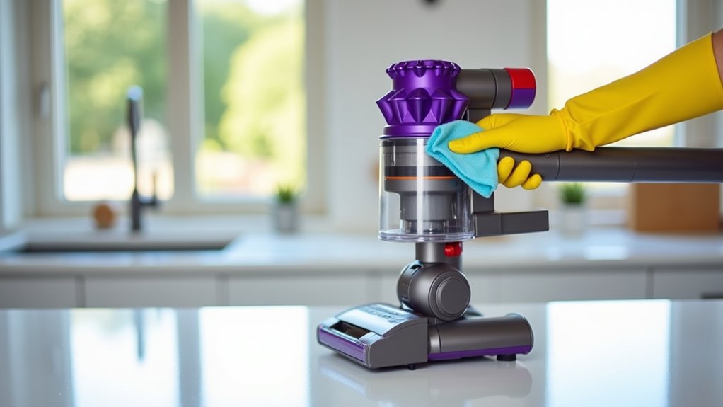 clean dyson vacuum exterior
