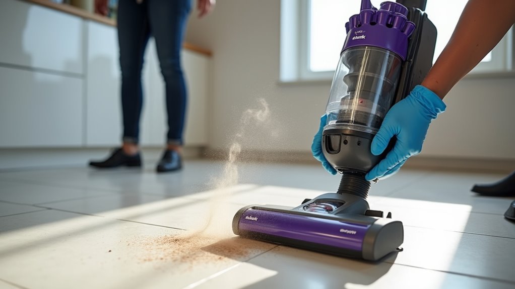 detach dust cup safely