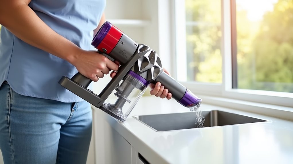 empty dyson dust bin efficiently