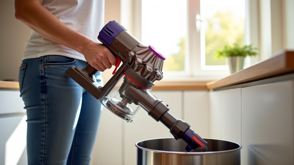 empty dyson v8 dust bin