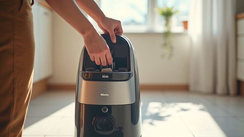 open dust compartment carefully