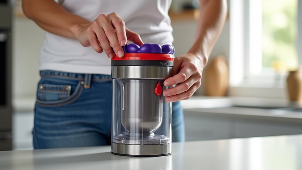 securely close dyson bin