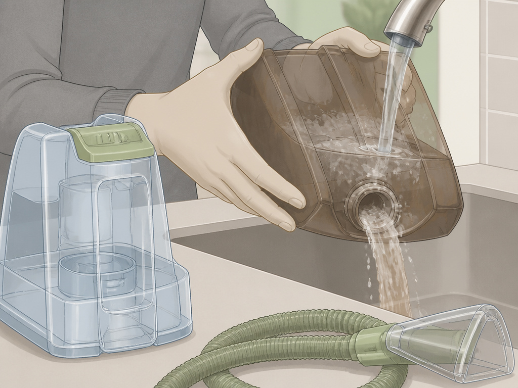 Rinsing Bissell Little Green dirty tank to prevent suction loss and clogs