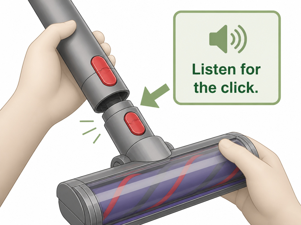 Diagnosing a Dyson vacuum head that detaches by checking the latch connection.