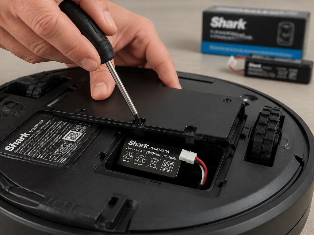 Replacing the battery in a Shark robot vacuum that is not charging.