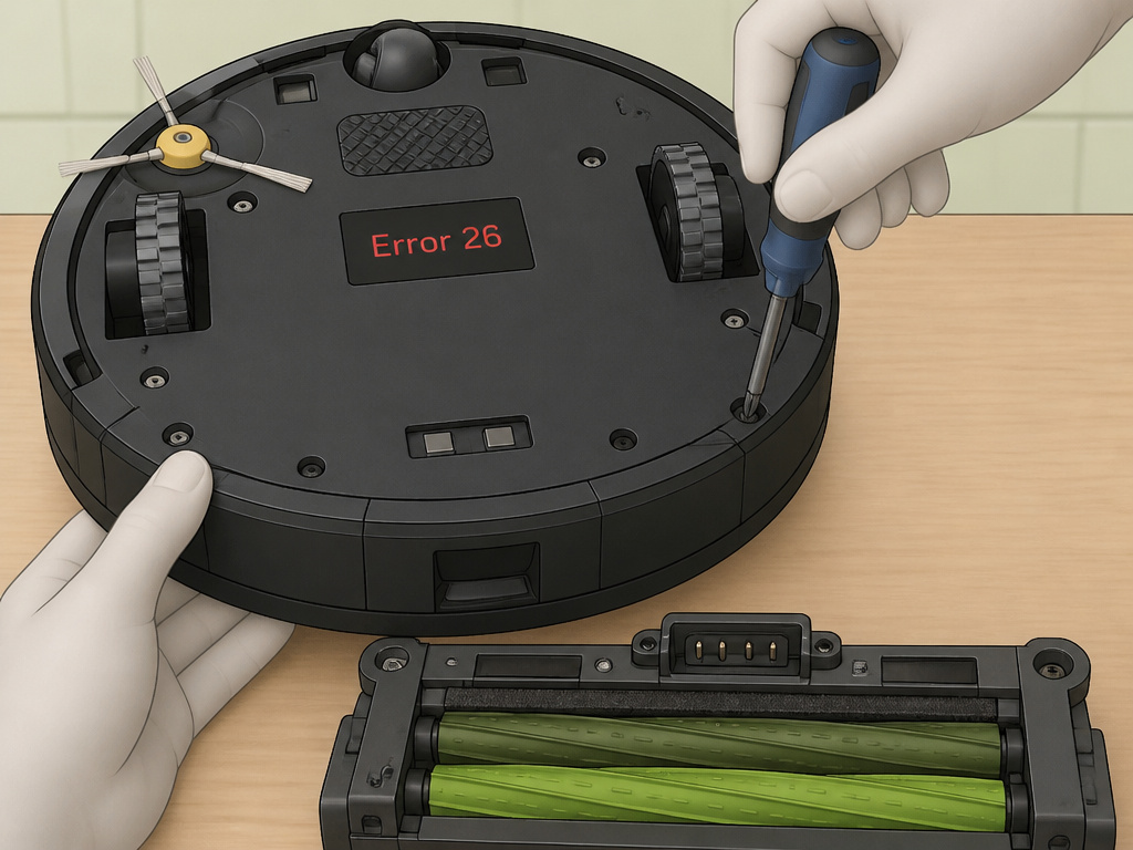 Repairing Roomba Error 26 by replacing the Cleaning Head Module assembly