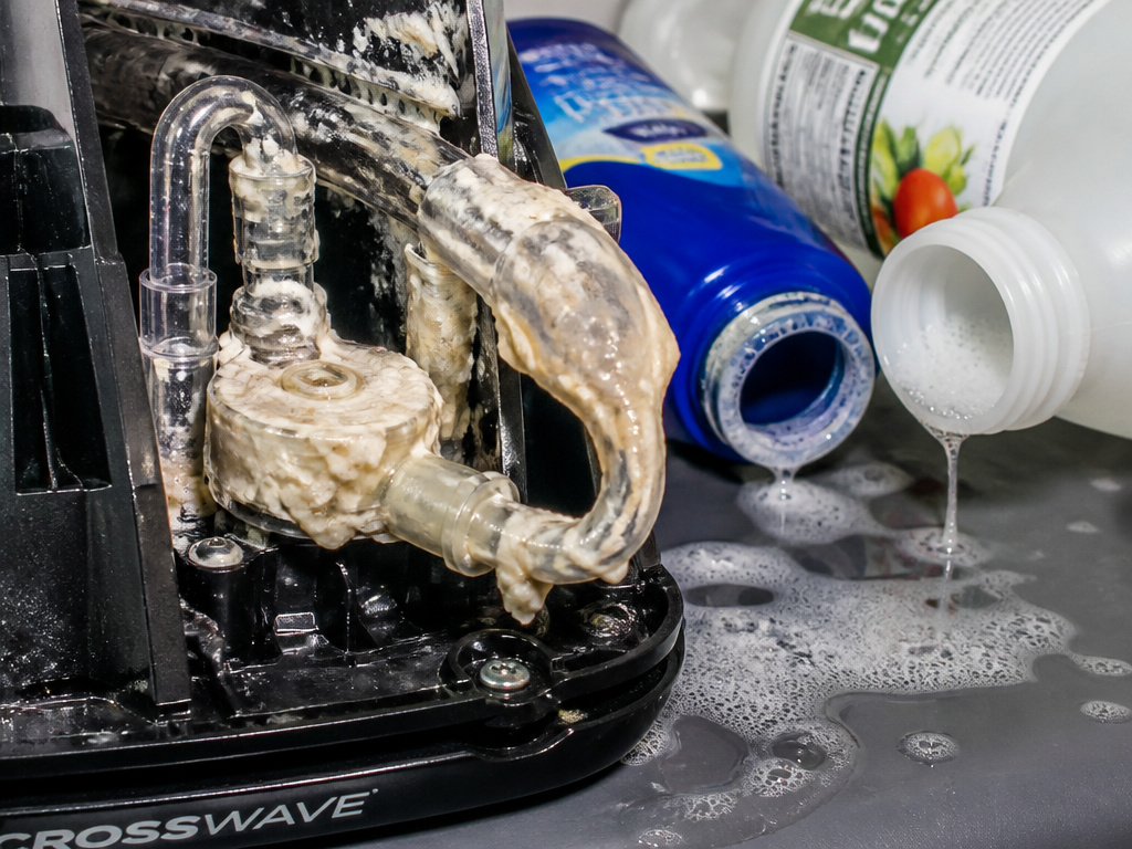 Sticky residue damage in Bissell CrossWave from using vinegar or household cleaners