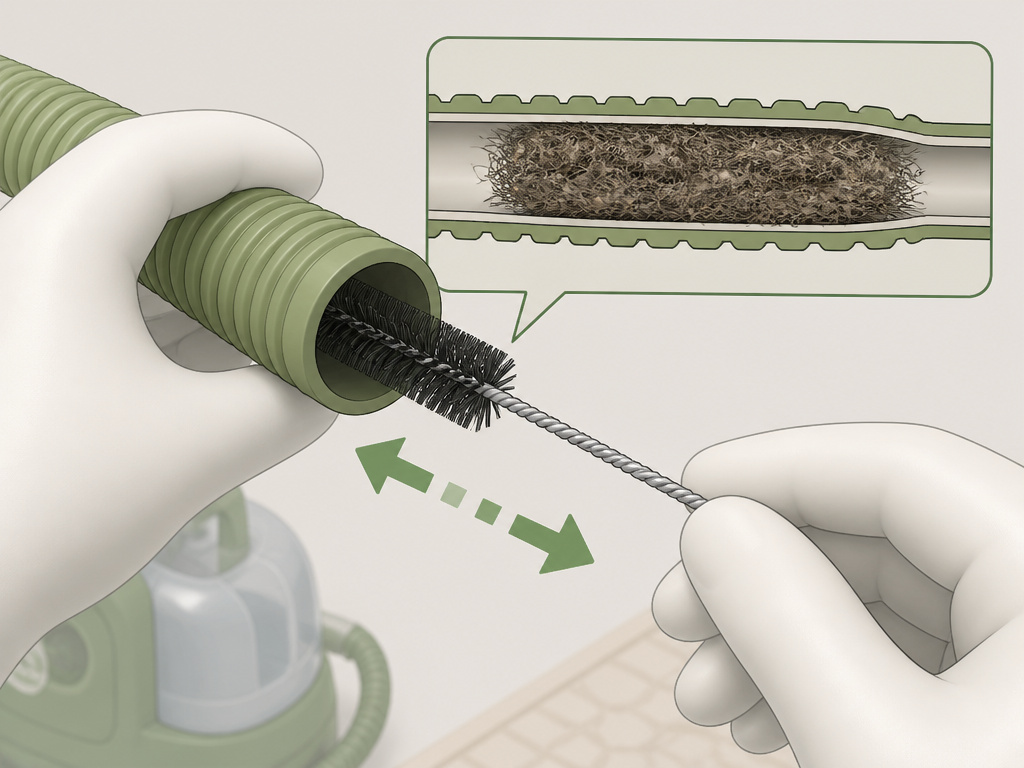 Clearing a clogged suction hose on a Bissell Little Green carpet cleaner